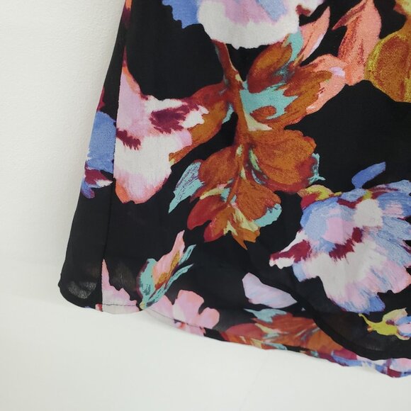 Floral & Ivy Womens 2X Button Front Chiffon Blouse Black Sheer Lightweight Top - Picture 5 of 14